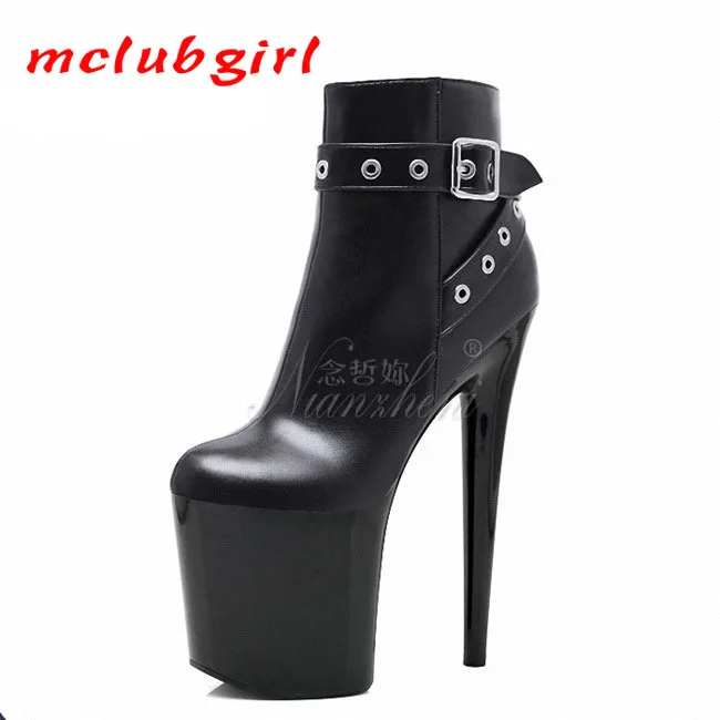 

Женские сексуальные сапоги Mclubgirl на платформе 15 см, сапоги с ремешком и пряжкой, на тонком каблуке 17 см, черные лаковые сапоги размера, низкие...