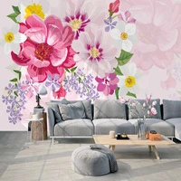 custom 3d wallpaper modern hand painted pastoral pink flowers murals wedding house living room tv sofa self adhesive 3d sticker