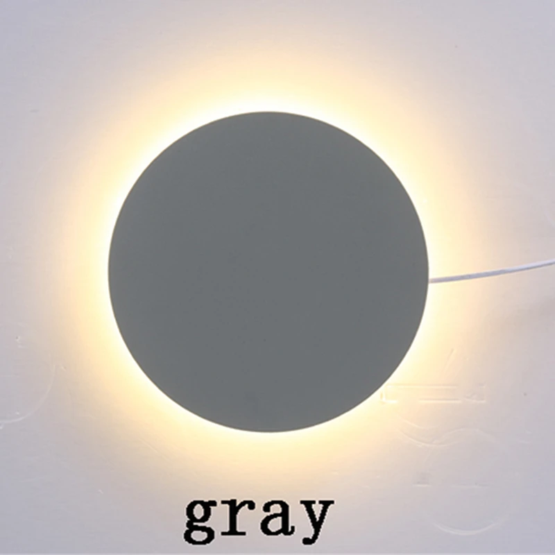 Gray Светодиодный настенный светильник для помещений, украшение для гостиной, настенный светильник для дома, светильник для чердака, лестничный светильник, круглый алюминиевый бра, AC85-265V - Цвет абажура: Gray