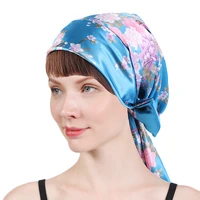 new women silky satin night sleeping cap head wrap bowknot turban pre tied fitted bandana chemo cap nightcap hair loss patients