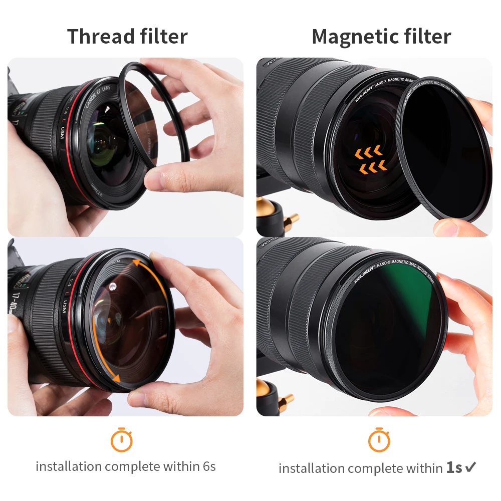 K&F Concept Magnetic HD ND1000 Nano-x Camera Lens Filter with Multi Layer Coatings with Lens Cap Filter 49mm 52mm 58mm 62mm 67mm enlarge