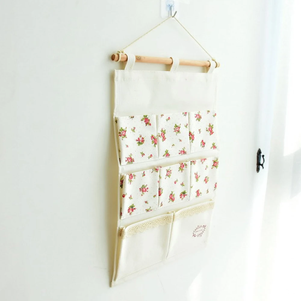 Маленькая Цветочная сумка из хлопка и льна с 8 карманами многофункциональная