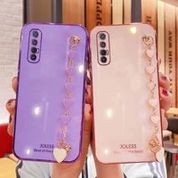 wrist chain love heart phone case for oppo find x2 neo luxury camera protective cover for oppo find x2 pro lite neo case silicon