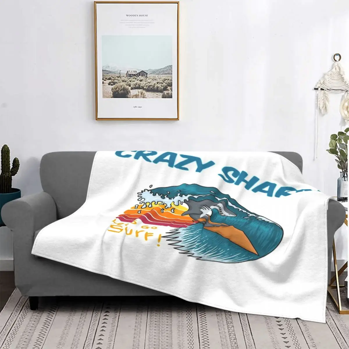 

Crazy Shark Lady-colcha a cuadros para cama, cobertor de cama, manta double, colcha de verano