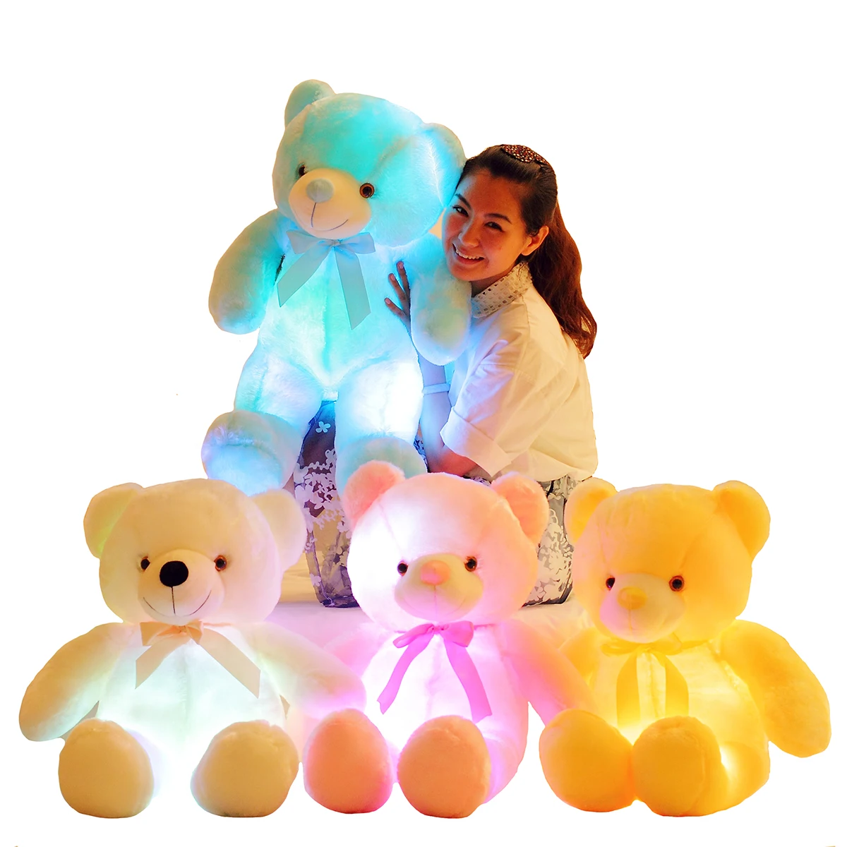 

30/50cm Luminous Creative Light Up LED Colorful Glowing Teddy Bear Stuffed Animal Plush Toy Christmas Gift for Kid