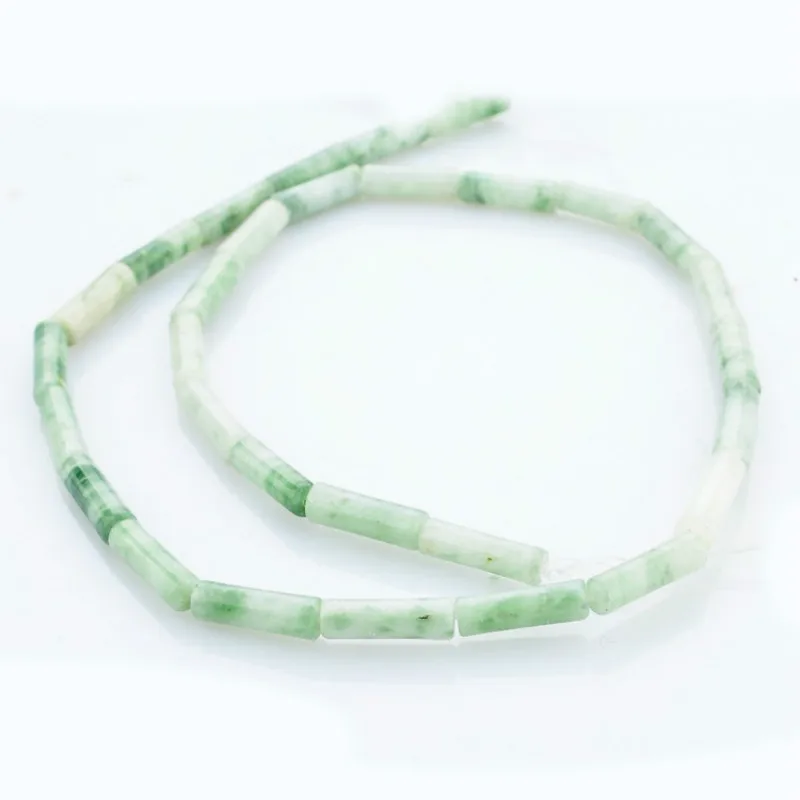 Natural rough 4*13mm cylindrical light green beads Beads for jewelry making Handmade DIY necklaces Bracelets Jewelry accessories | Украшения