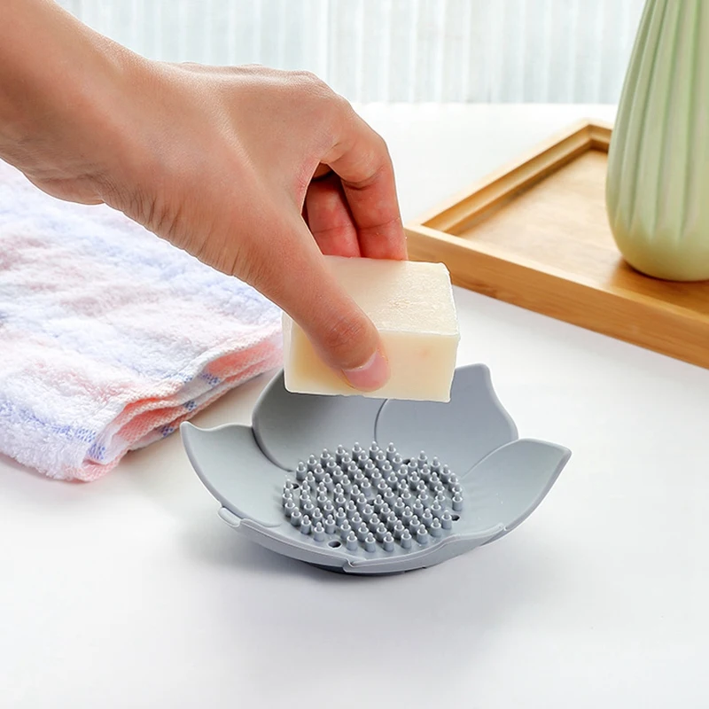 Сливной мыльница тарелка в форме лотоса силиконовая коробка держатель