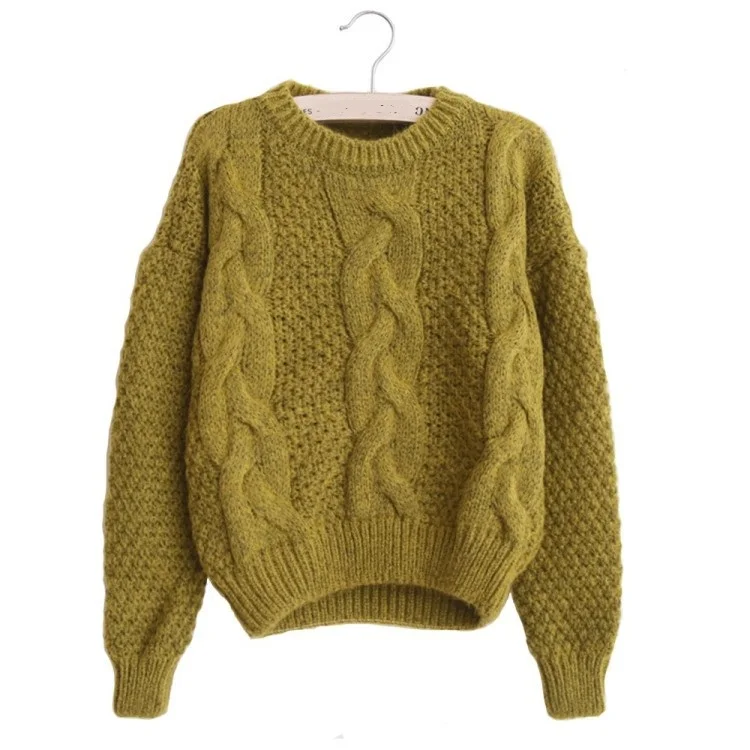 

Women Sweaters Warm Pullovers and Jumpers Crew Neck Mohair Pullover Twist Pull Jumpers Autumn Knitted Sweaters Christmas