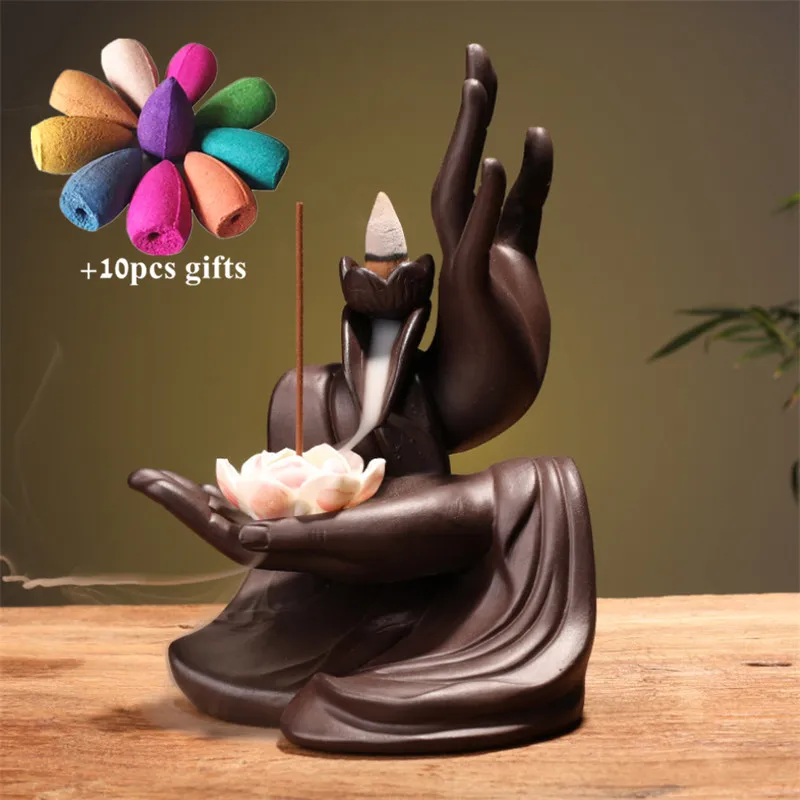Керамическая горелка для благовоний Будды в ретро стиле Zen Bergamot Lotus держатель