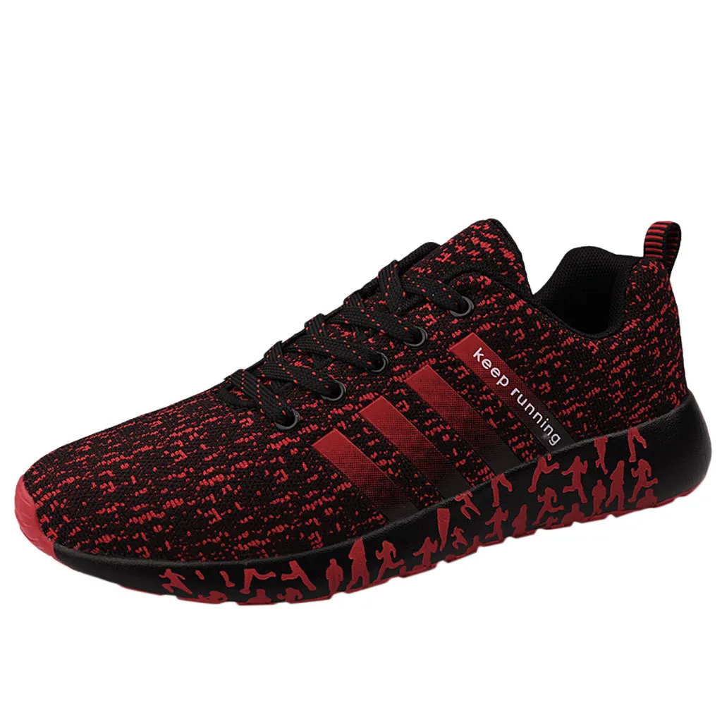 

TELOTUNY Men's Autumn Shoes Fashion Breathable Lace Up Sports Running Sneakers Casual Pure Color Lace-Up Flat Walking Shoes