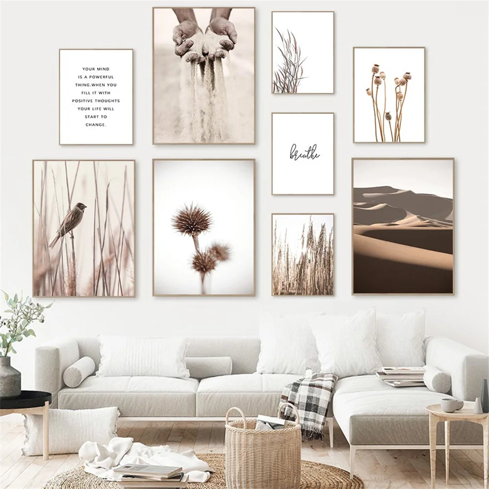 

Sand Falling Reeds Birds Desert Wall Art Posters And Prints Nordic Quotes Wall Art Canvas Painting Pictures Living Room Decor