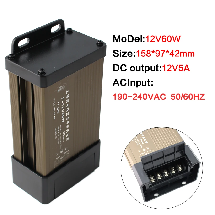 5 12 24 volt switching power supply ac dc 5v 12v 24v power supply 5a 8a 12 5a 16a 20a 25a 33a 40a 41 7a 60a 70a output rainproof free global shipping