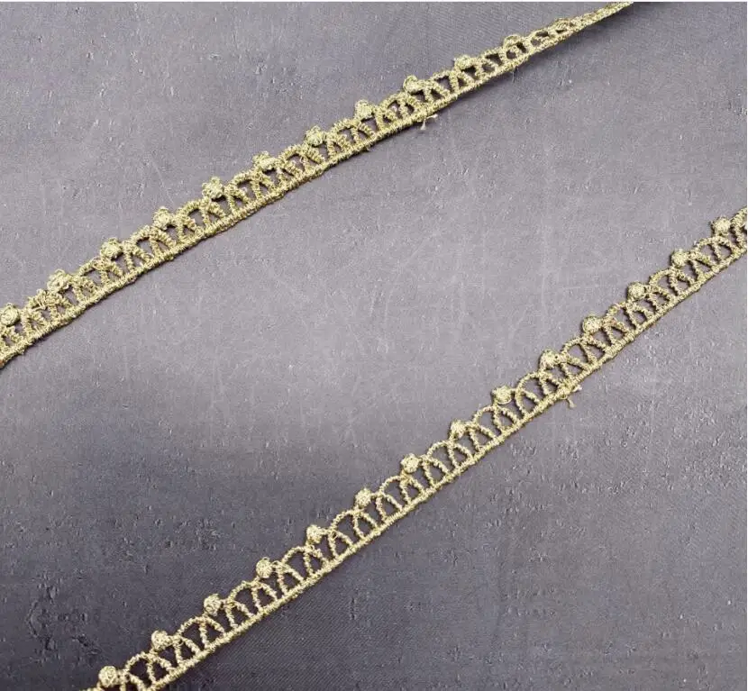 5 ярдов/лот 1 см Ширина желтого золота с кружевами кружевные ленты отделкой Ткань