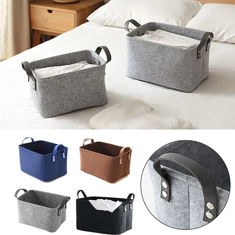 

Felt Laundry Basket Foldable Toys Books Storage Baskets Dirty Clothes Toys Holder Container Desktop Wardrobe Bathroom Organizer