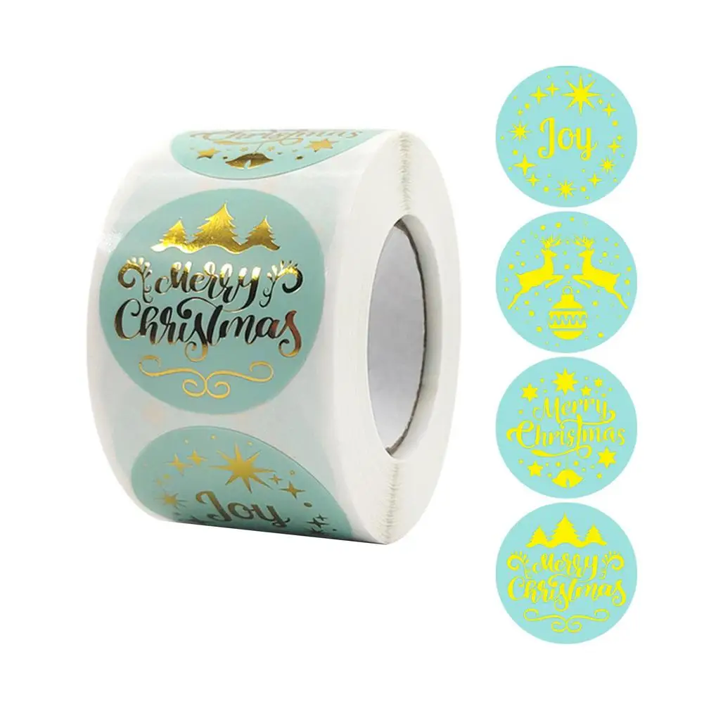 

Рождественские наклейки в рулоне, 500 шт., милые рождественские наклейки, круглые золотые рождественские наклейки, декоративные наклейки на ...