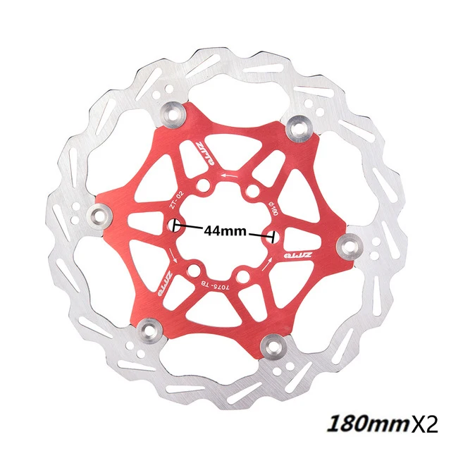 red-180MM 2pcs ZTTO MTB дорожный велосипед дисковый тормоз плавающий ротор 160 мм/180 мм из нержавеющей стали тормозной диск совместимые металлические колодки для MTB дорожный велосипед - Цвет: red-180MM 2pcs