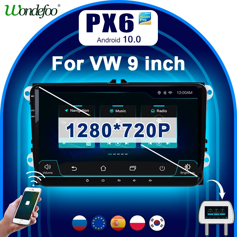 2 DIN автомобильный радиоприемник андроид 10 Авто аудио для Volkswagen VW PASSAT B6 B7 Golf 5 6 Бора