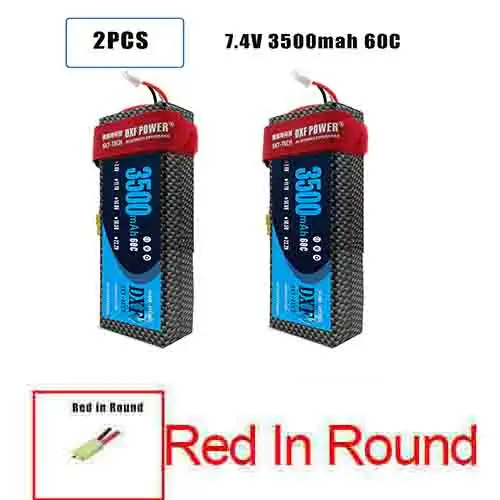 DXF 2 шт батарея lipo 2S 3S 7000mah 3500mah 11,1 V 5200mah Hardcase 100C 200C 11,1 V 2700mah 30C для дрона вертолета 1/8 RC автомобиля - Цвет: 2PCS3500HARDRED