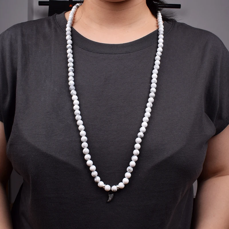 Модное ожерелье 108 Mala Beads женские натуральные белые бирюзы медитация Йога рейки
