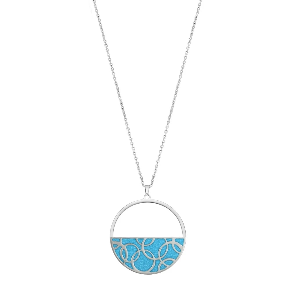 Legenstar Hoop Round Pendant Necklace for Women Reversible Leather collier femme bijoux Stainless Steel Charm Jewels - Окраска металла: 3