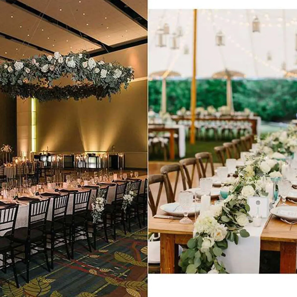 

2M Artificial Rose Vine Wall Decoration Rattan Fake Plants Leaves Hanging Flowers For Wedding Garland Romantic Home Decoration