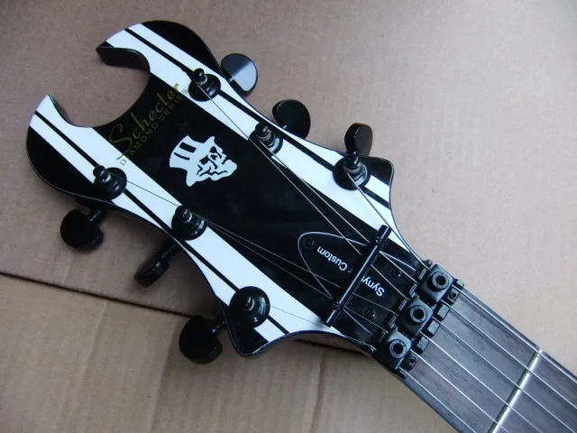 Оптовая продажа новая гитара с левой ручкой модель Schecter черного цвета серебряной