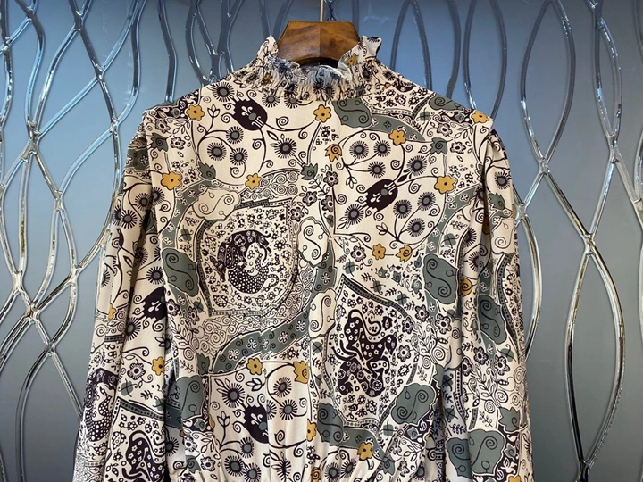 Женское платье ~ 2020 Ранняя весна новый гофрированный воротник рукав фонарик