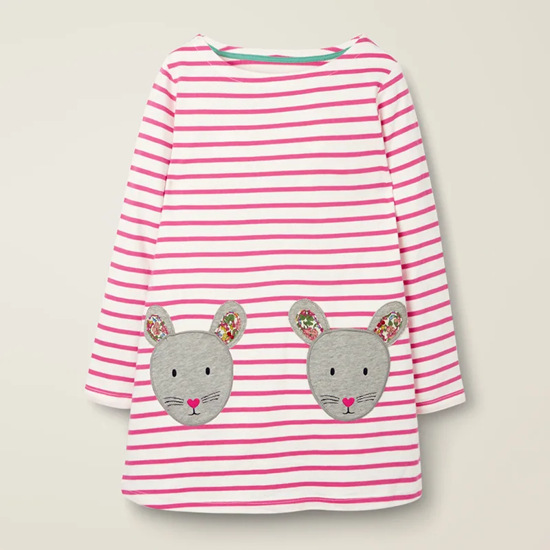 S0073 same photo Little maven 2-7Years Baby Girl Необычные платья для осени Платья для девочек с длинным рукавом Животное Аппликация Платье принцессы - Цвет: S0073 same photo