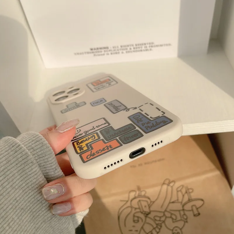 Милый мультяшный ударопрочный чехол для телефона с играми тетрис iPhone 13 mini 12 11 Pro Max