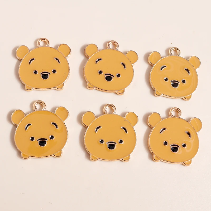 

10pcs 20*20mm Enamel Cartoon Bear Charms for Diy Jewelry Making Animal Cute Bears Charms Necklace Earrings Making Accessories