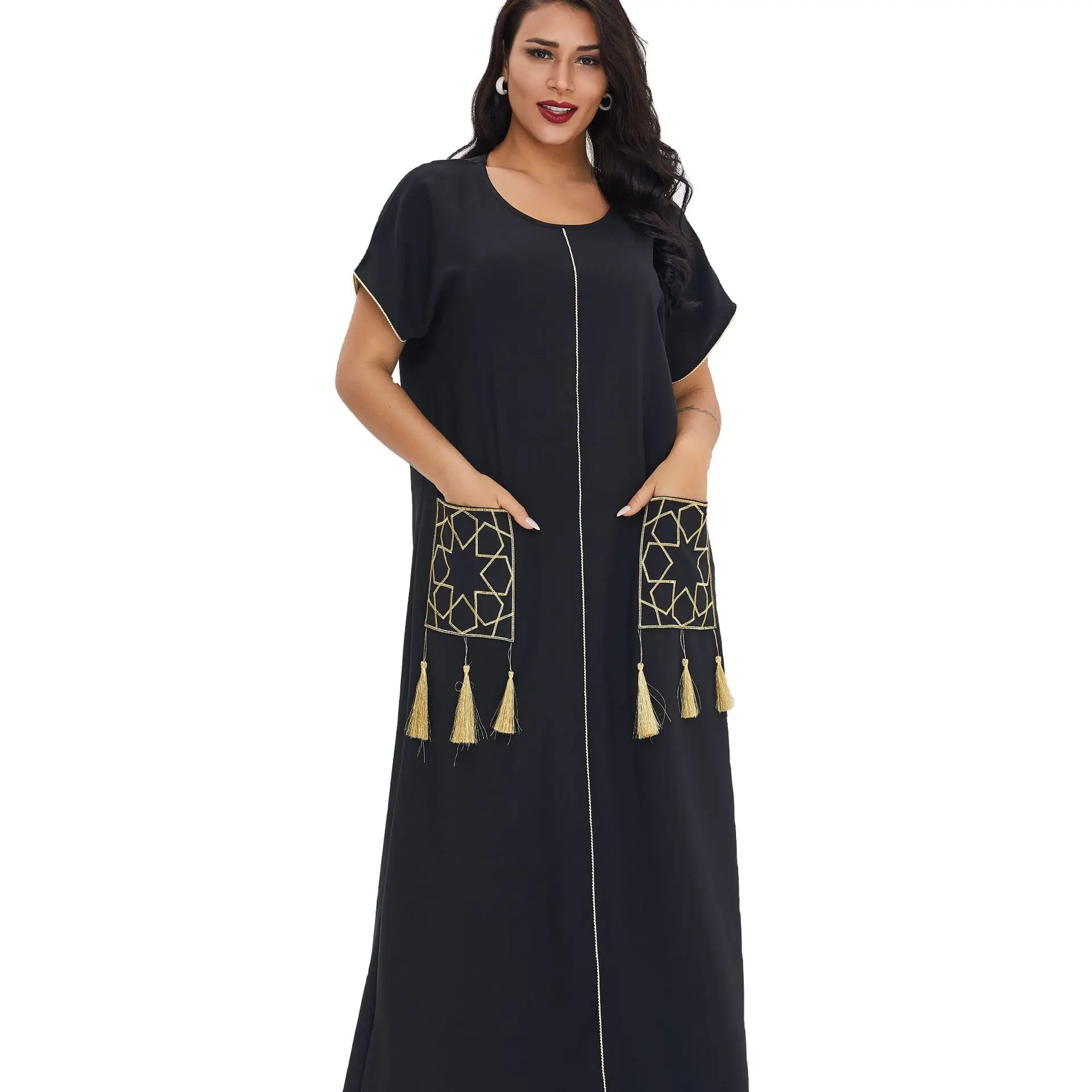 

Summer Women Short Sleeve Long Dress Muslim Fashion Robe Middle East Dubai Abaya Turkey Arab Saudi Ladies Robe Vestido Donsignet