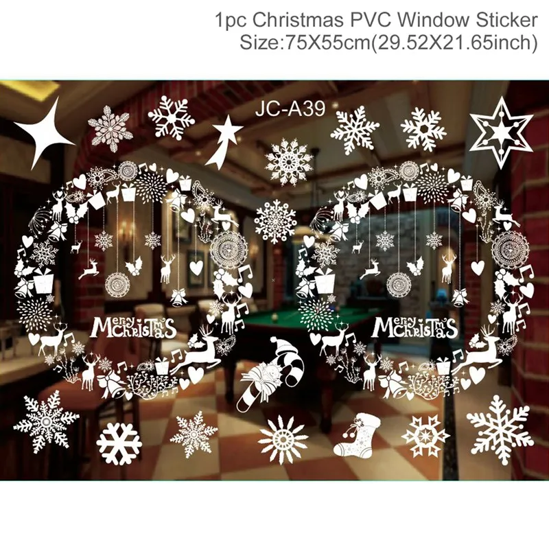 Window sticker 16 Новогодние наклейки на окно веселого Рождества Декор для дома Санта Клаус Наклейка на стену Рождественский орнамент Рождественский год подарки - Цвет: Window sticker 16
