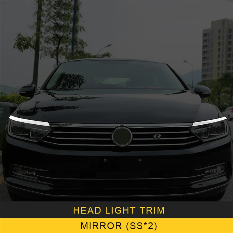 

CARMANGO for VW Volkswagen Passat B8 2017-2019 Car Styling Headlight Chrome Cover Trim Frame Sticker Exterior Accessories