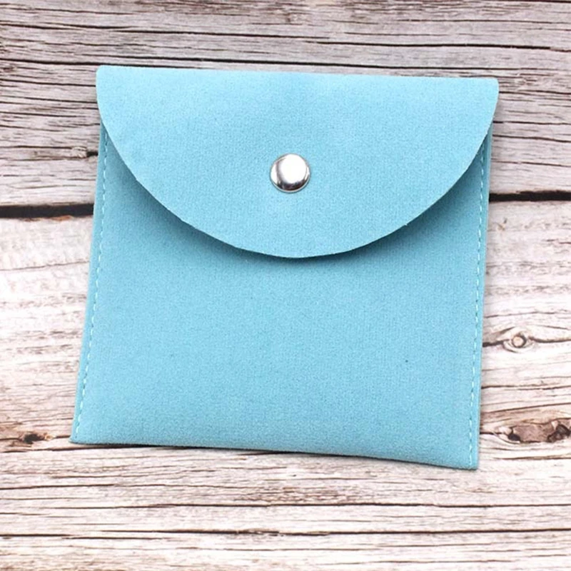 

Portable Velvet Bracelet Necklace Envelope Storage Bag with Snap Button Pouch
