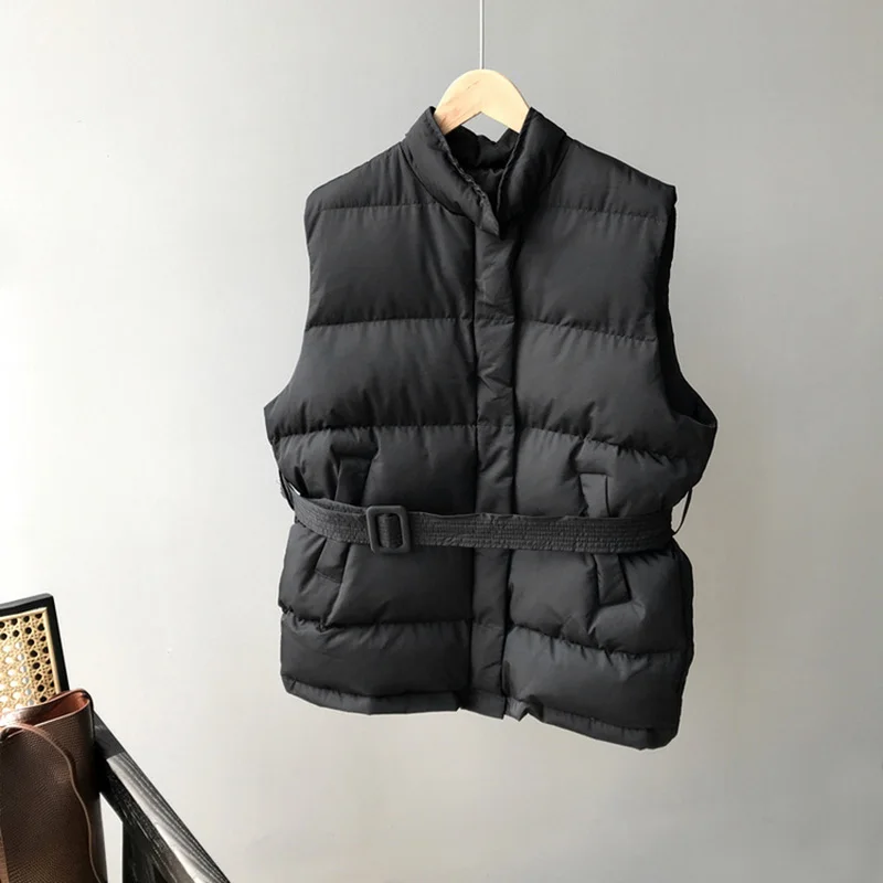 

Fashion Stand Up Collar Casual Cotton Vest Women's Medium Long 2020 Autumn Winter Warm Chic Jacket Waistcoat Waist Female