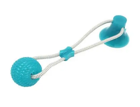blue Игрушка на присоске, игрушка для укуса собак, игрушка для домашних животных, игрушка с тросом, интерактивная игрушка для чистки зубов, молярная игрушка для укуса, жевательная игрушка для маленьких собак, щенков - Цвет: blue