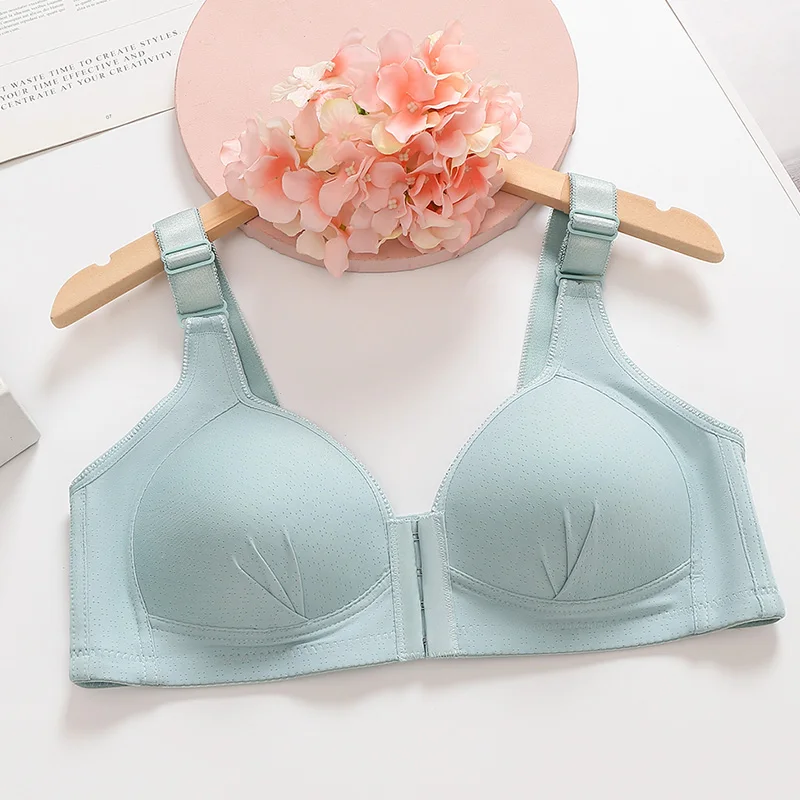 

Full Cup Bra Lingerie Women Comfortable Sexy Lace Underwear Front Buckle Non-adjusted Straps No Steel Ring Breathable Bras