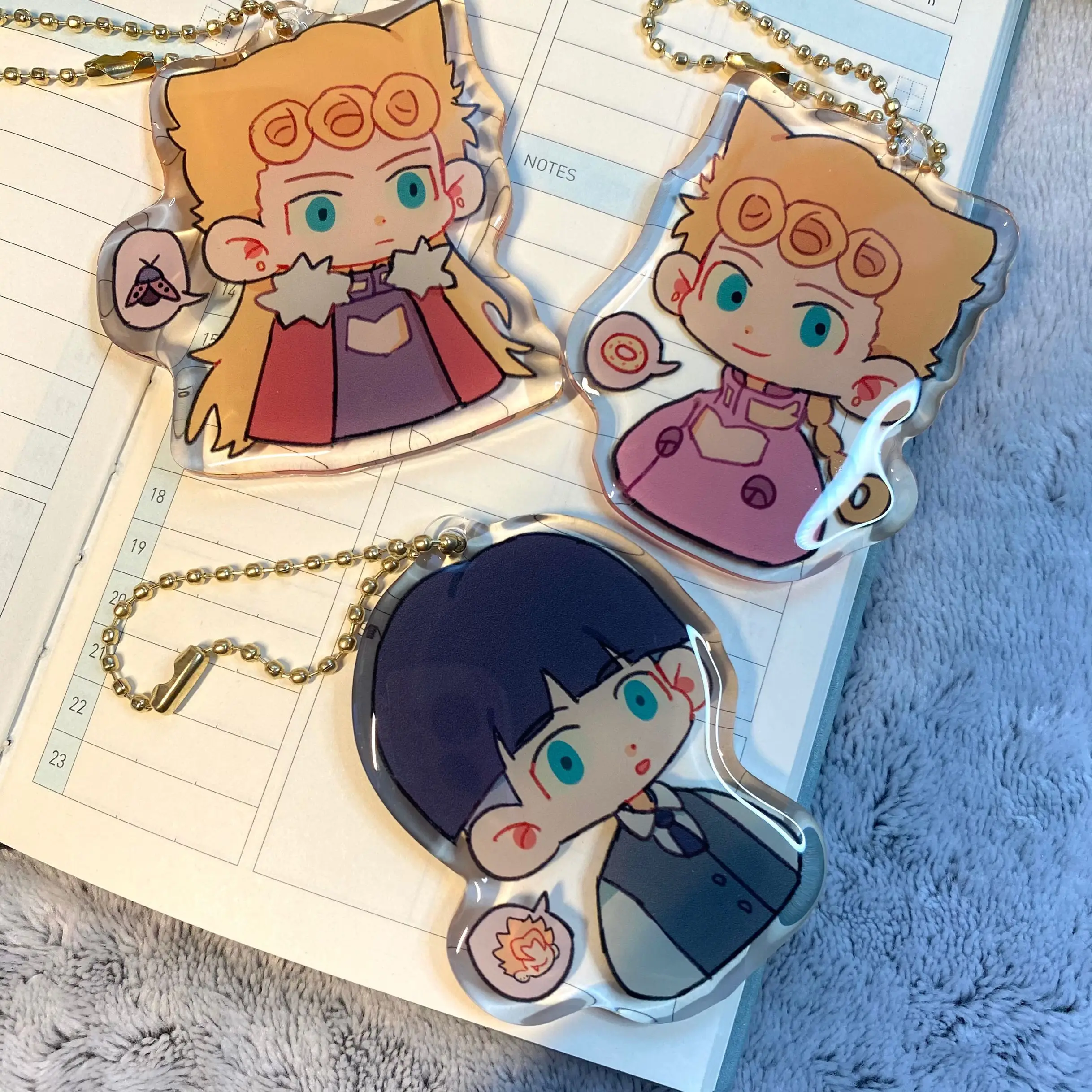 

Anime JoJo's Bizarre Adventure Stardust Crusaders Giorno Giovanna Cartoon Cosplay Acrylic Keychain Acrylic Bag Pendant Keyring