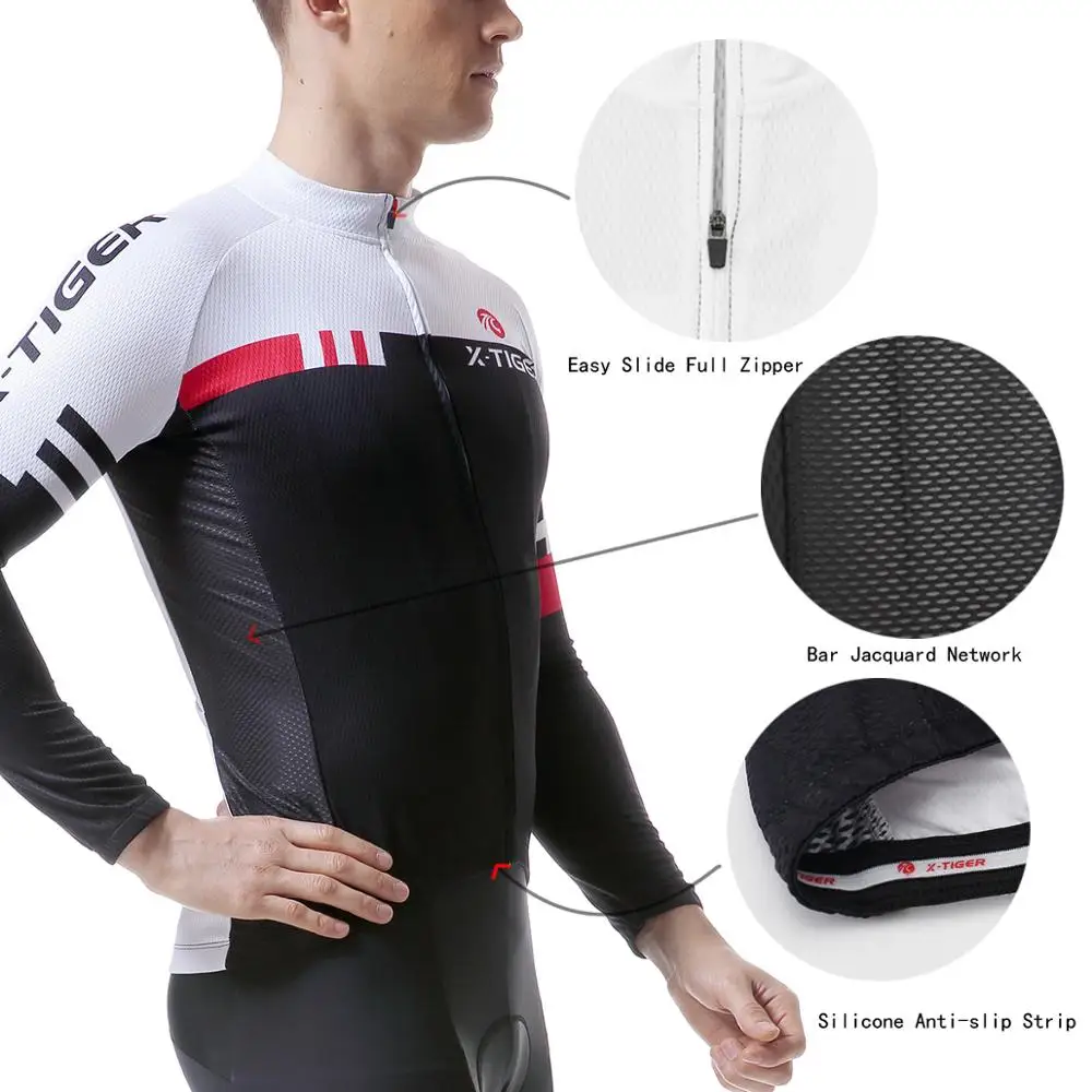 X Tiger длинный рукав Велоспорт Джерси набор весна MTB велосипедная Одежда для