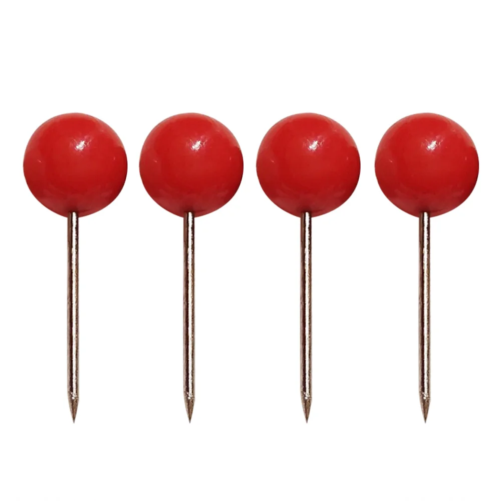 

100Pcs Push Round Head Map Tacks with Stainless Point for Office Home Crafts DIY Marking (Red)