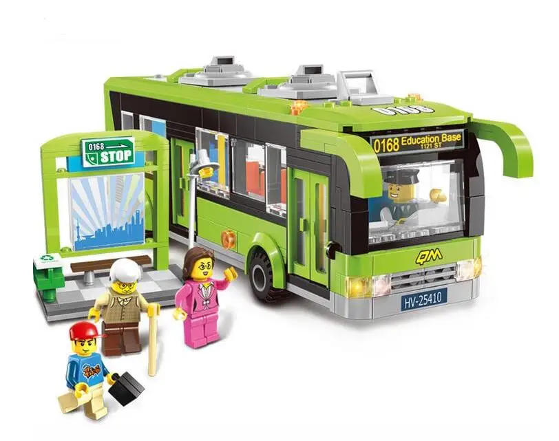Городской автобус модель строительные блоки Дети Обучающие Diy Кирпичи игрушки