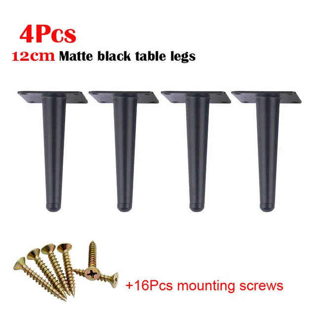 Black Straight 12CM 4 шт./компл. мебель стол ноги Металлические конические диван-кровать шкаф для кухонных шкафов, мебель для ног средства ухода за кожей стоп 12/15/20/25/30 см стул ног средства ухода за кожей стоп - Цвет: Black Straight 12CM