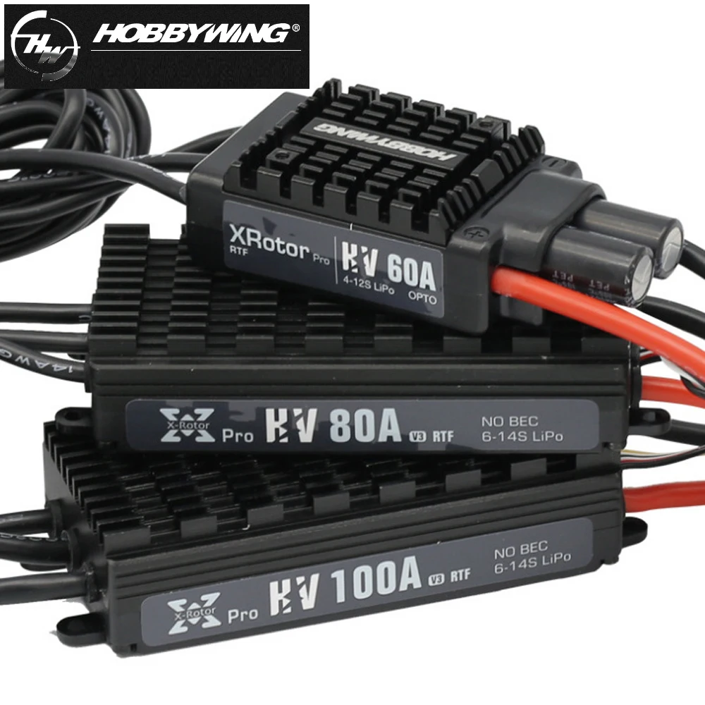 Высоковольтный электронный регулятор скорости Hobbywing XRotor Pro 80A/100A HV V3 Series 6 14S для