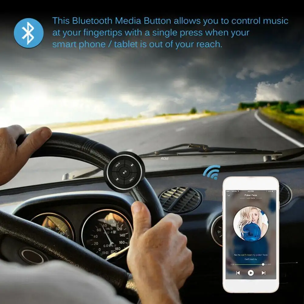 Беспроводной с дистанционным управлением по Bluetooth Управление музыка фото рулевого колеса автомобиля руль Smart Media кнопка для телефона с кронштейном