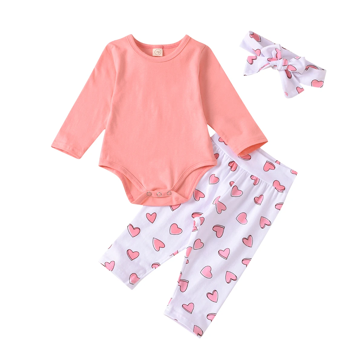 Комбинезон с длинными рукавами для малышей + брюки принтом Love головной убор