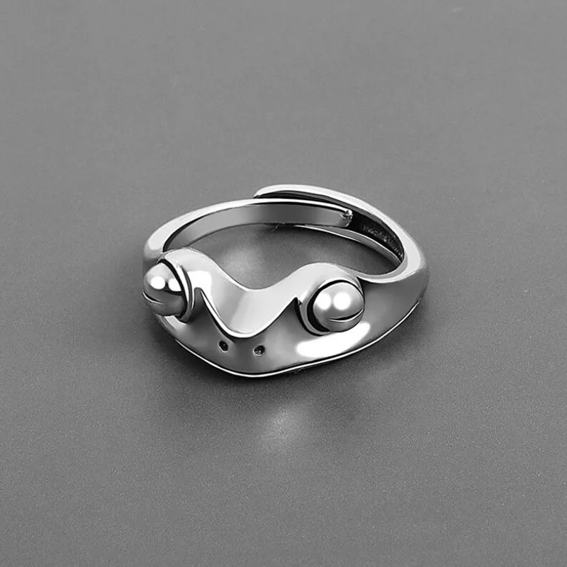 

Fashion Vintage Frog Ring for Women Animal Design Retro Opening Resizable Unisex Female Statement Rings Silver Color Gifts