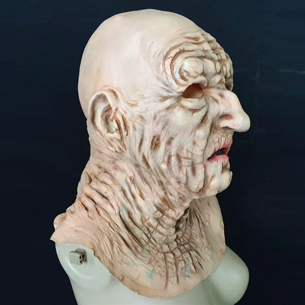 

Old Man Mask - Realistic Halloween Latex Human Wrinkle Face Mask Brown full head latex masks Men's Supersoft Doa Mask