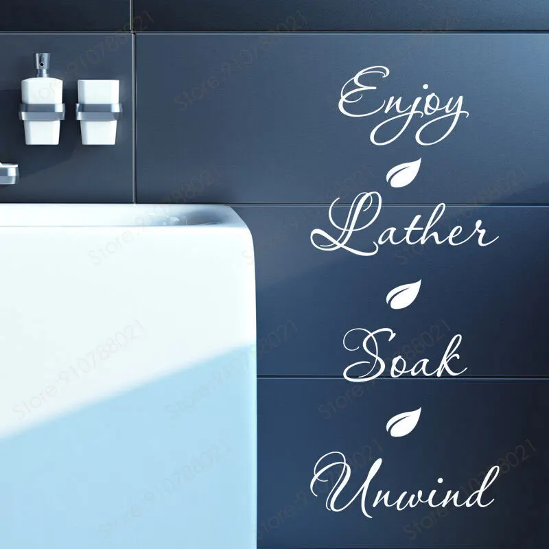 

Enjoy Lather Soak Unwind Word Bathroom Wall Sticker Vinyl Modern Art Home Decor Room Transfer Quotes Decals Removable Mural S357