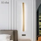 Простая настенная лампа в золотистой полосе, современная лампа для гостиной, спальни, прикроватная лестница, фон для стены, светодиодная атмосферная лампа