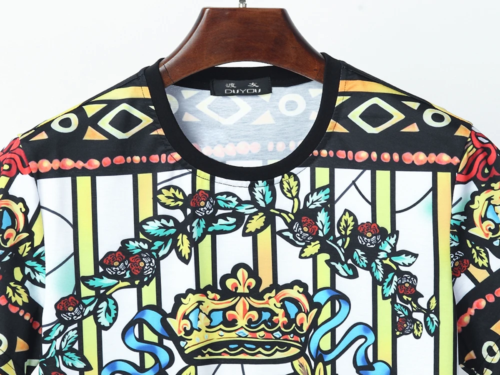 Футболка DUYOU мужская с коротким рукавом дизайнерская рубашка в полоску принтом